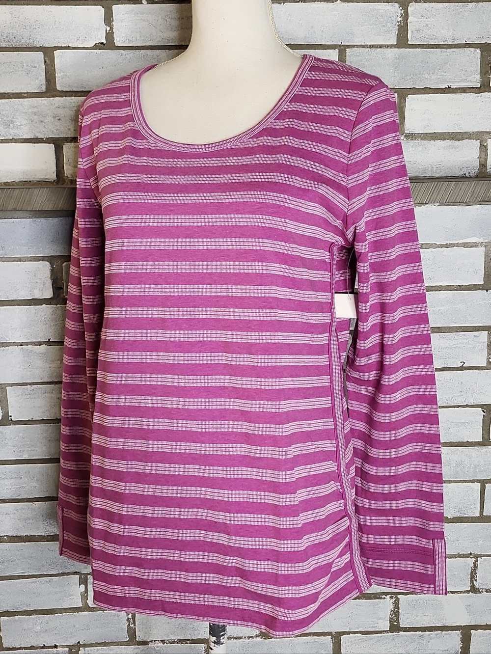 • T By Talbots Women’s Long Sleeve Striped Scoop Neck Top Size Medium Multicolor